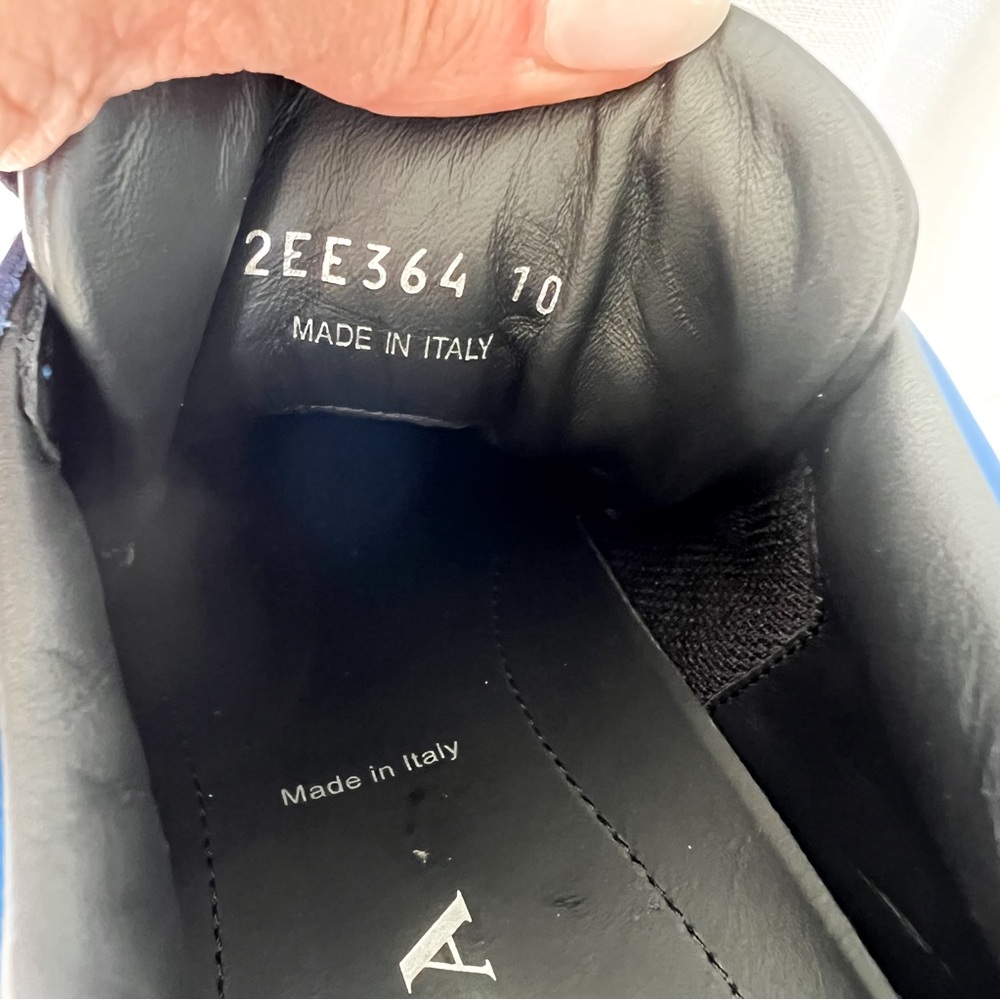 Prada Men’s Downtown Leather Sneakers in Black / Blue, New without Box - Picture 5 of 7
